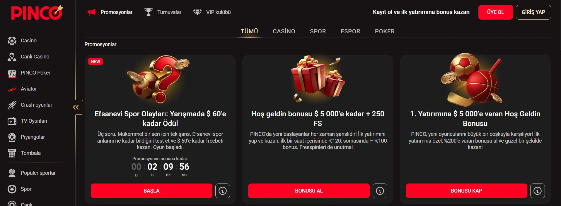 pinco bonus kodu